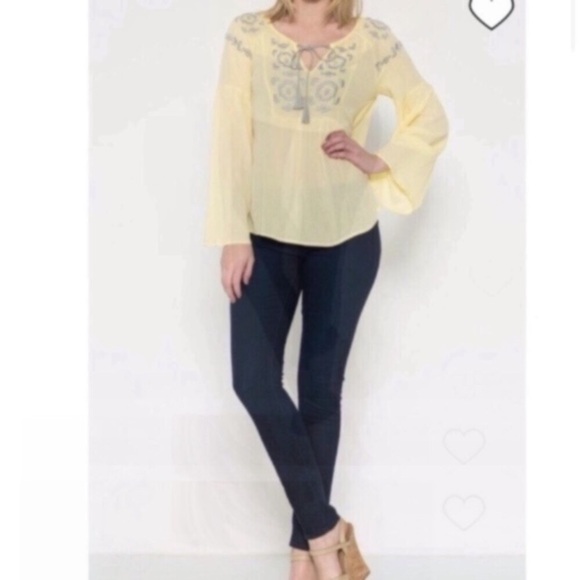Altar'd State Yellow Embroidered Blouse - Picture 2 of 11